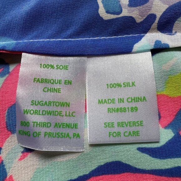 Lilly Pulitzer Size L NEW Blue Pink Kimi Silk Sleeveless Asymmetrical Hem Dress - Picture 9 of 16